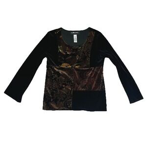 VTG 90's Y2K Sag Harbor Velvet Top Paisley Floral Whimsigoth Fairy Grunge Sz PS